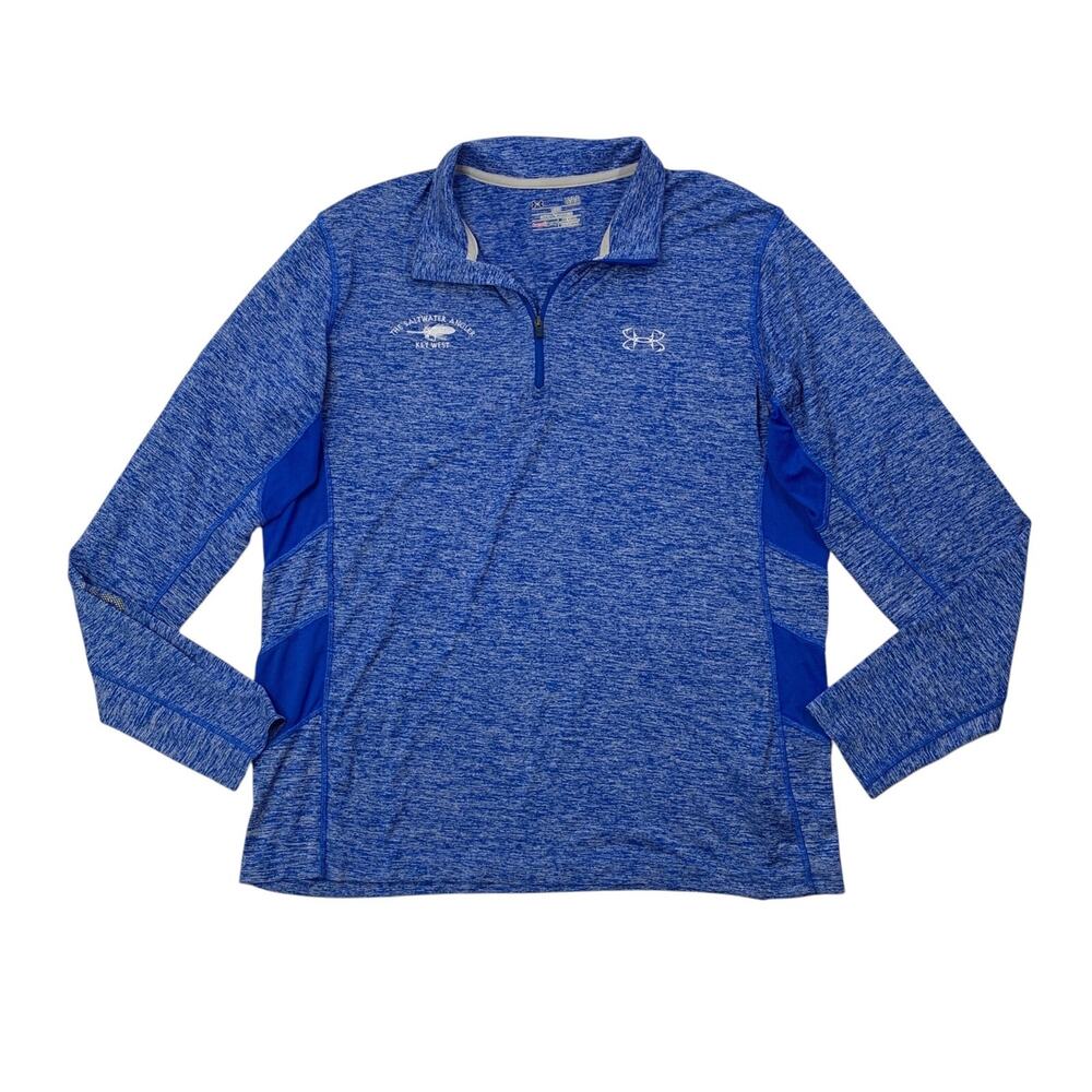 Under Armour Sweatshirt Mens L Large Blue HeatGear Fish Hunter Tech Quarter Zip